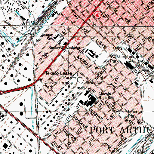 Topographic Map of Texaco Lease Park, TX