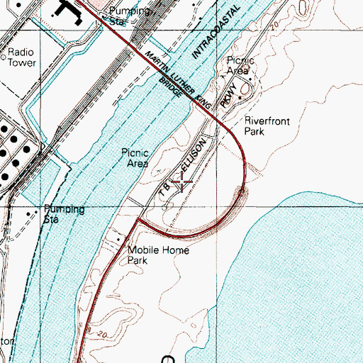 Topographic Map of Riverfront Park, TX