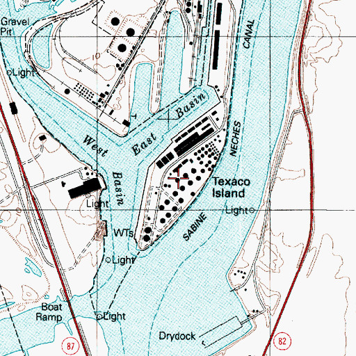 Topographic Map of Texaco Island, TX