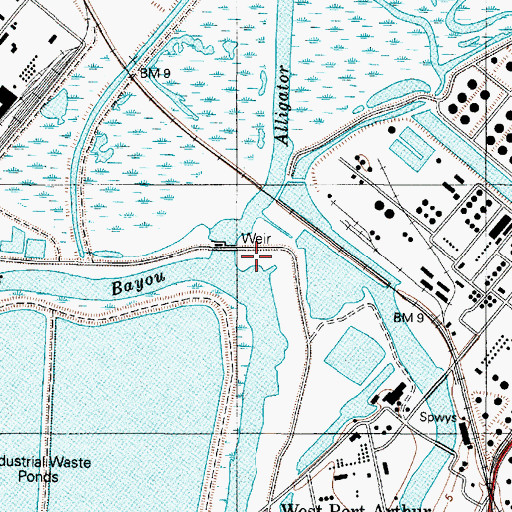 Topographic Map of Alligator Bayou, TX