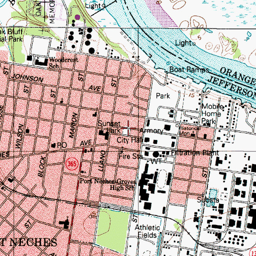Topographic Map of Sunset Park, TX