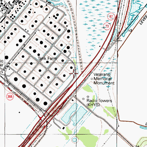 Topographic Map of KHYS Radio Tower (Port Arthur), TX