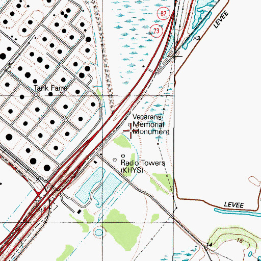 Topographic Map of Veterans Memorial Monument, TX