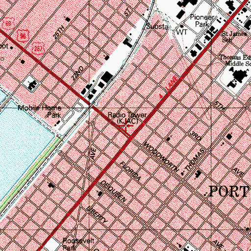 Topographic Map of KJAC-TV Building, TX