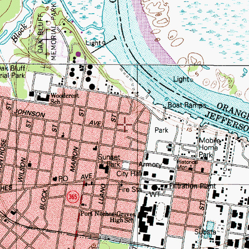 Topographic Map of Port Neches Park, TX