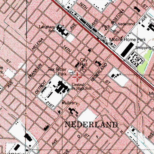Topographic Map of Tex Ritter Park, TX