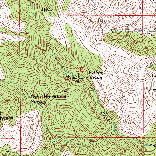 Topographic Map of Willow Spring, AZ