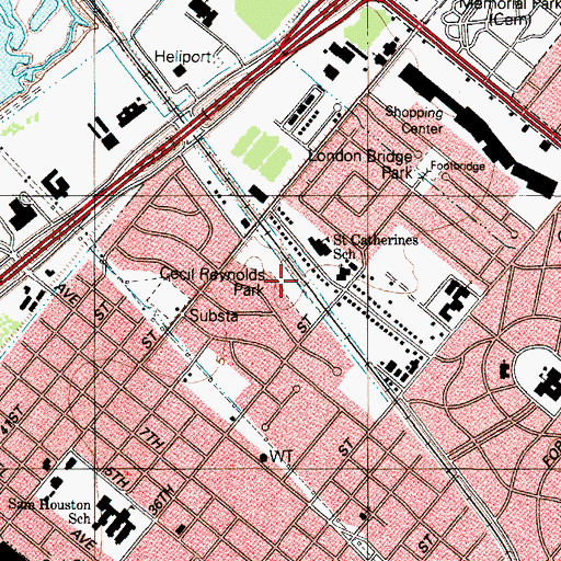 Topographic Map of Cecil Reynolds Park, TX