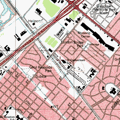 Topographic Map of Saint Catherines School, TX