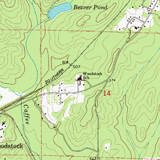 Topographic Map of Woodstock School, AL