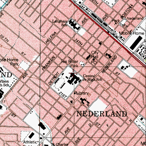 Topographic Map of Central Junior High School, TX