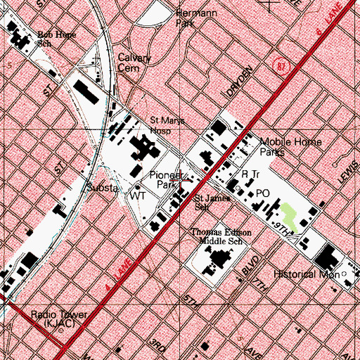 Topographic Map of Saint James School, TX
