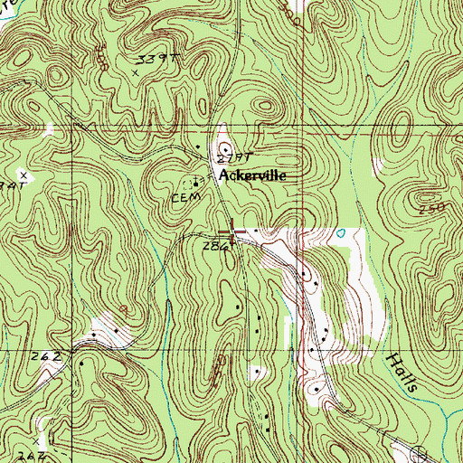 Topographic Map of Ackerville Church, AL
