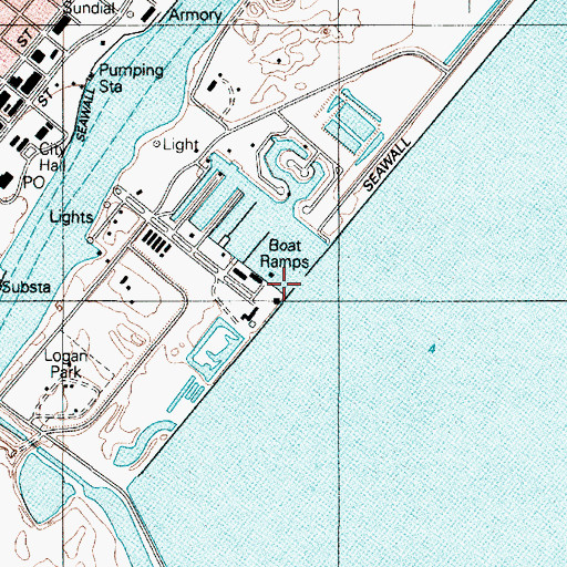 Topographic Map of Port Arthur Pleasure Pier (historical), TX