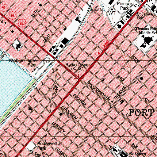 Topographic Map of Port Arthur, TX