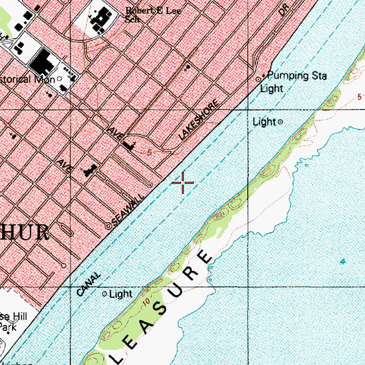Topographic Map of Sabine Neches Canal, TX