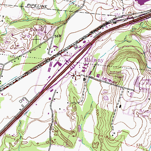 Topographic Map of Midway, TX