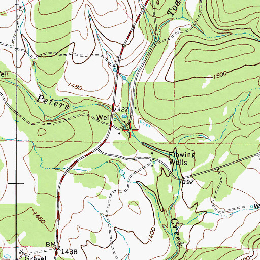 Topographic Map of Todd Creek, TX