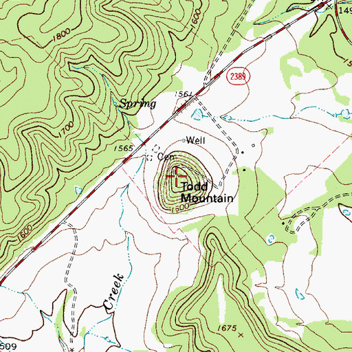Topographic Map of Todd Mountain, TX