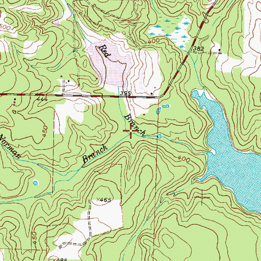 Topographic Map of Norman Branch, TX
