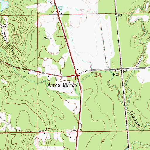 Topographic Map of Arlington Station, AL