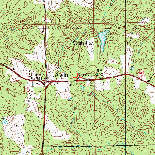 Topographic Map of Awin Church, AL