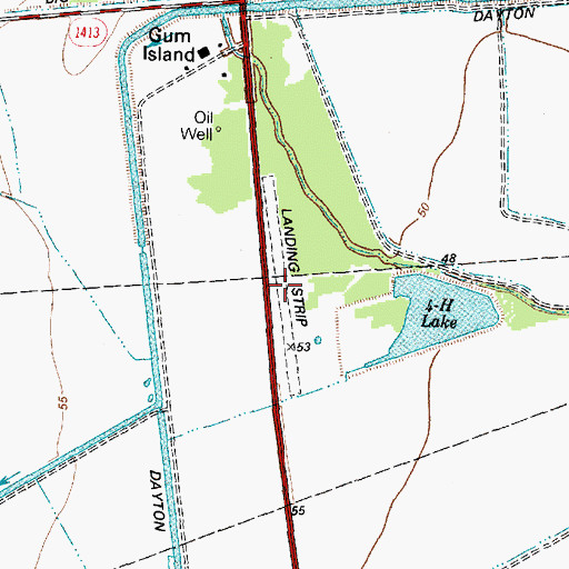 Topographic Map of Gum Island Airport, TX