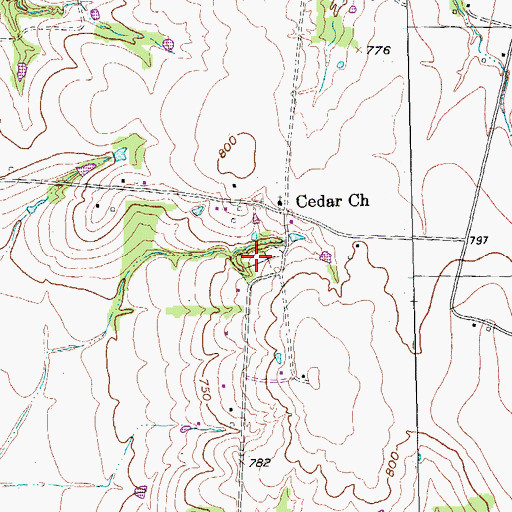 Topographic Map of Cedar Cemetery, TX