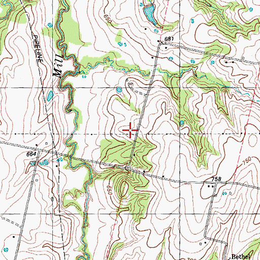 Topographic Map of Bethel Cemetery, TX