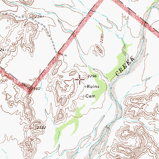 Topographic Map of Drydens Ranch (historical), TX