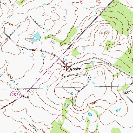 Topographic Map of Abner, TX