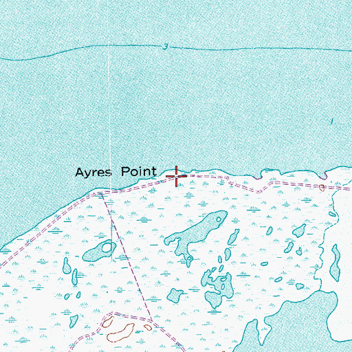 Topographic Map of Ayres Point, TX