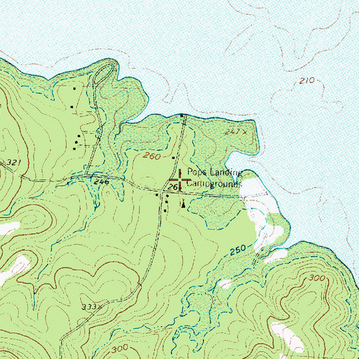 Topographic Map of Pops Landing Campground, TX