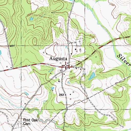 Topographic Map of Augusta, TX