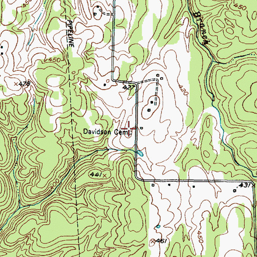 Topographic Map of Davidson Cemetery, TX