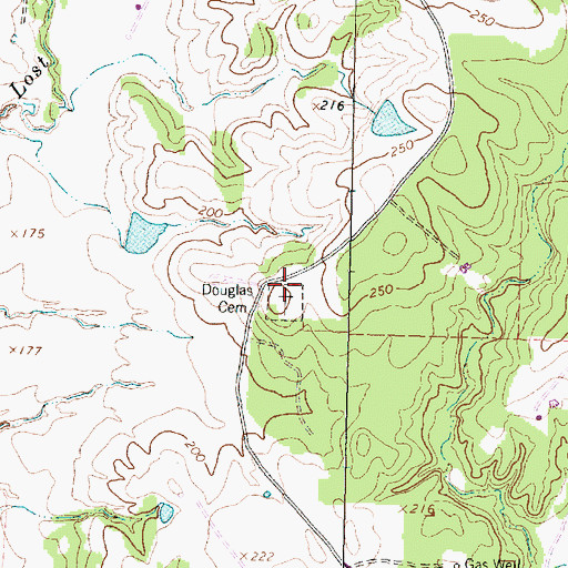 Topographic Map of Douglas Cemetery, TX