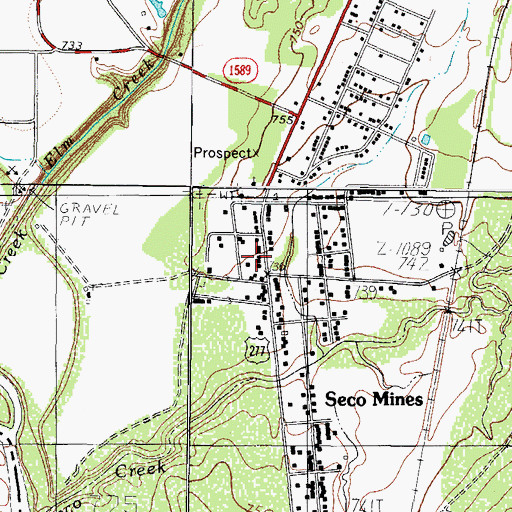 Topographic Map of Seco Mines, TX