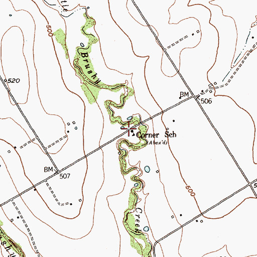 Topographic Map of Corner School, TX