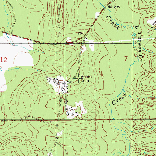 Topographic Map of Beard Cemetery, AL