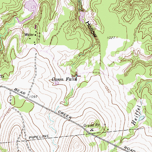 Topographic Map of Cason Falls, TX