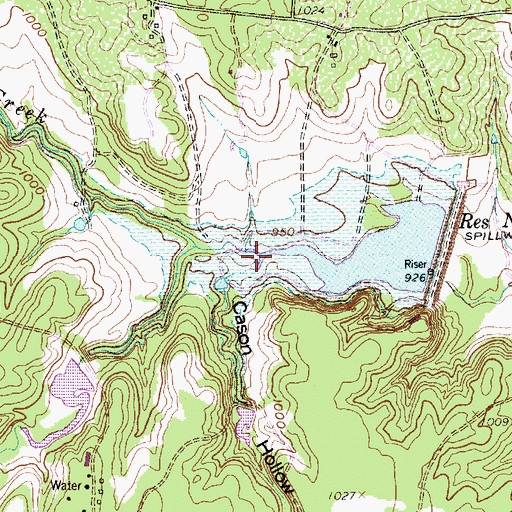 Topographic Map of Cason Hollow, TX
