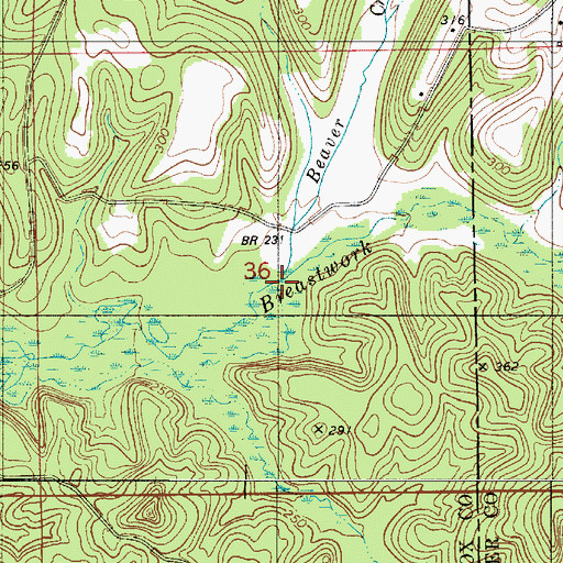 Topographic Map of Beaver Creek, AL