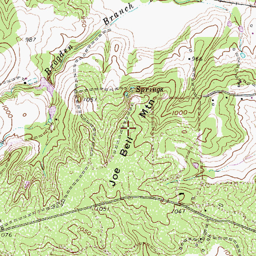 Topographic Map of Joe Bell Mountain, TX