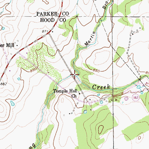 Topographic Map of Martin Branch, TX