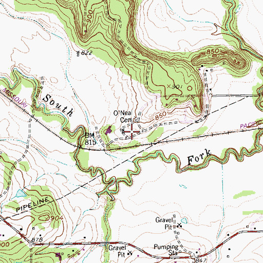 Topographic Map of O'Neal Cemetery, TX