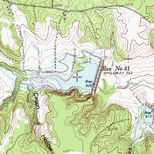 Topographic Map of Reservoir Number Thirtyone, TX