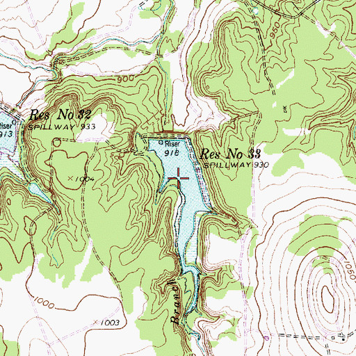 Topographic Map of Reservoir Number Thirtythree, TX