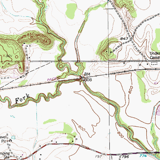 Topographic Map of Town Creek, TX