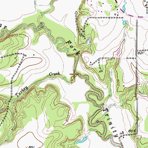 Topographic Map of Turkey Creek, TX