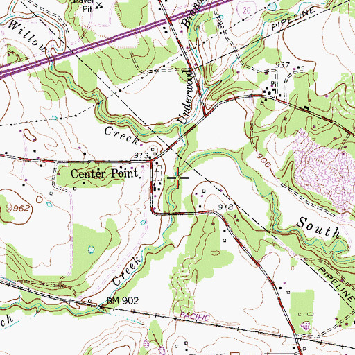 Topographic Map of Willow Creek, TX